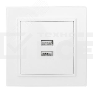 Розетка EKF ERR-2USB-100 Минск USB 2-местная СП 2,1А белая