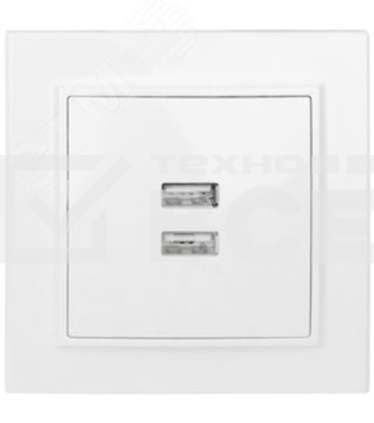 Розетка EKF ERR-2USB-100 Минск USB 2-местная СП 2,1А белая