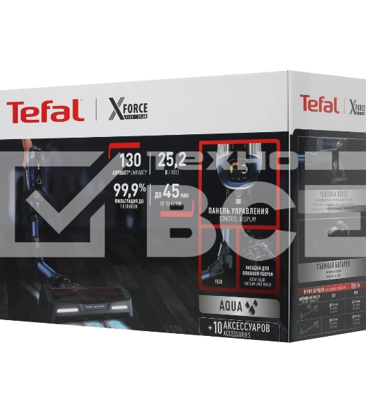 Пылесос вертикальный Tefal X-Force Flex 11.60 Aqua TY9890WO, синий/серый