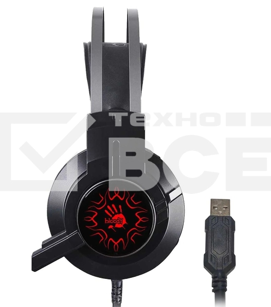 Гарнитура проводная с микрофоном A4 Bloody J437 черный 1.8м мониторные USB оголовье (J437)