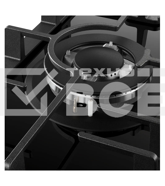 Варочная поверхность Kuppersberg FG 41 B, газ, High-Tech, 45 см, автоматический электроподжиг, газ-контроль, форсунки под сжиженый газ, SABAF конфорки, WOK конфорка, чугунные решетки, цвет черный, цвет фурнитуры черный