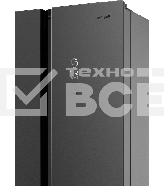 Холодильник Weissgauff WCD 450 INOX GLASS нержавеющая сталь трехкамерный side-by-side 286/141л морозилка снизу