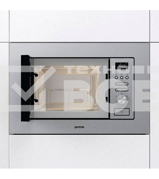 Микроволновая печь встраиваемая Gorenje BM201AG1X нержавеющая сталь, 20 л, 800 Вт, переключатели - поворотный механизм/кнопки