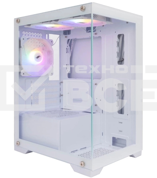 Компьютерный корпус 1STPLAYER MIKU Mi2 White / mATX / 3x120mm LED fans / Mi2-WH-3F1-W