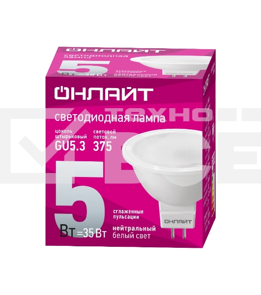 Лампа светодиодная ОНЛАЙТ 71638 OLL-MR16-5-230-4K-GU5.3