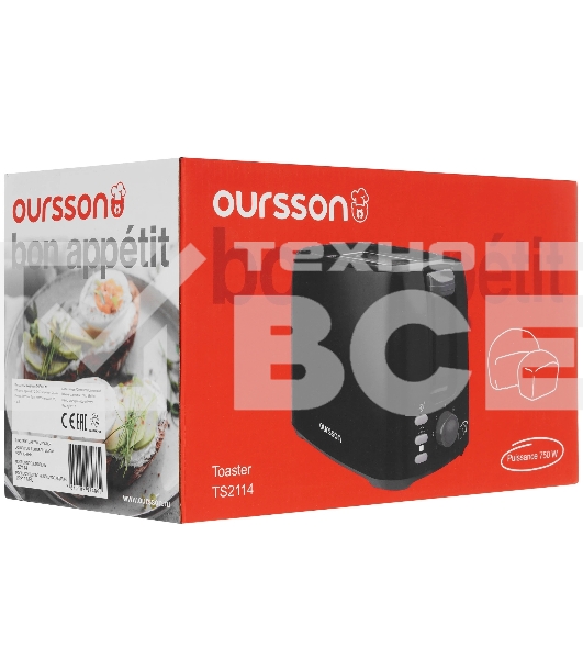 Тостер OURSSON TS2114/BL черный