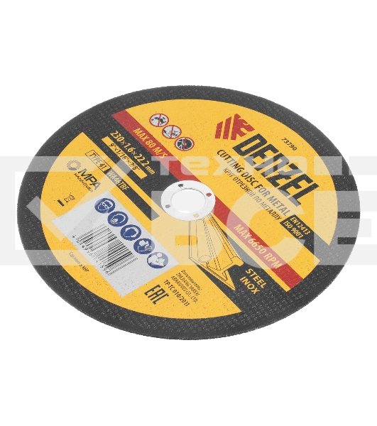 Круг отрезной по металлу, 230 х 1,6 х 22,2 мм, WA46TBF Denzel