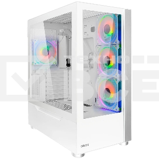 Компьютерный корпус Ginzzu GL770 FAN 12MW6 RGb*4 USB3.0 CRC10 белый