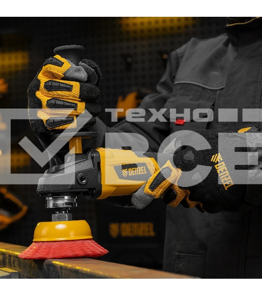 Щетка для УШМ Denzel 100 мм, чашка, нейлоновая щетина, М14