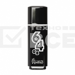 Флеш диск 64Gb USB Drive Smartbuy Glossy series Black (SB64GBGS-K)
