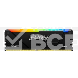 Оперативная память Kingston Fury Beast, DDR4, 16GB (1x16GB), 3600MHz, CL18, с радиатором, RGB, черный