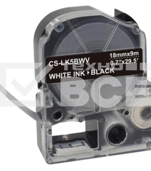 Картридж ленточный Cactus CS-LK5BWV белый шрифт, черный фон (18 мм, 9 м) для Epson LW400/LW700/LW600P/LW1000P/K400/Z700/Z900