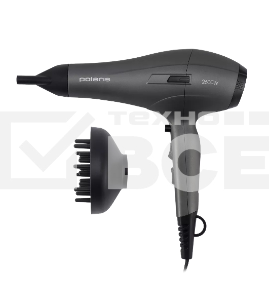 Фен Polaris PHD 2600ACi Salon Hair 2600Вт серый