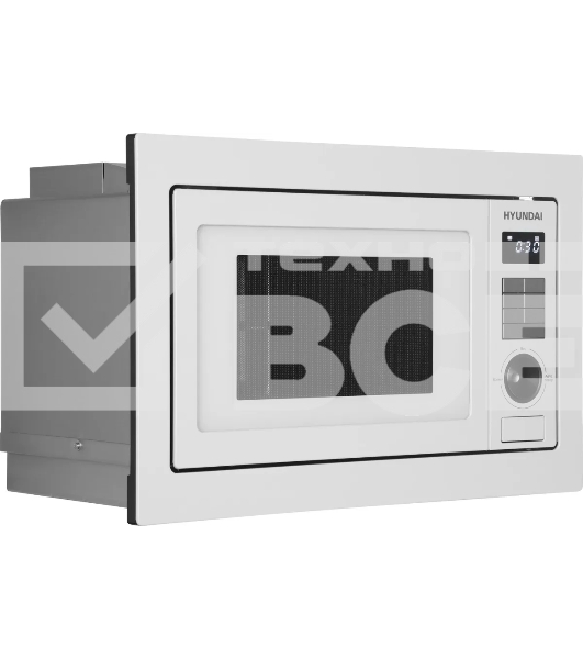 Микроволновая печь встраиваемая Hyundai HBW 2544 WG белый, 25 л, 900 Вт, переключатели - кнопки/поворотный механизм