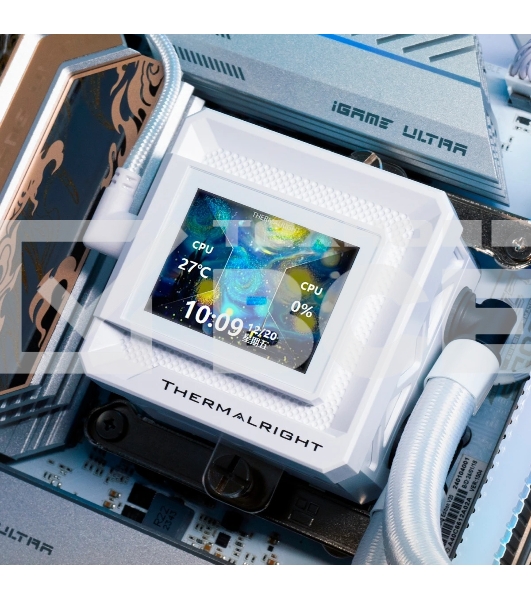 Водяное охлаждение для процессора Thermalright Frozen Warframe SE 240 ARGB White (240mm, LED temp., Black, ARGB/ Fans: 2x120mm, 70.84CFM, 29.8dBA, 2000RPM/ Pump height 59mm, Rad thickness 27mm/ S: 1851, 1700, 1200, 115X, AM5, AM4)