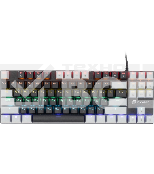Клавиатура проводная Oklick K600X механическая черный/серый USB Multimedia for gamer LED