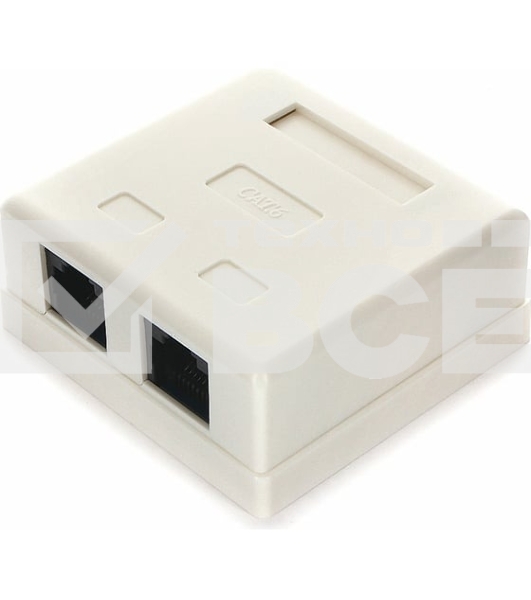 Розетка Cablexpert NA218 RJ-45 кат.6 внешняя 2 порта, 110&Krone