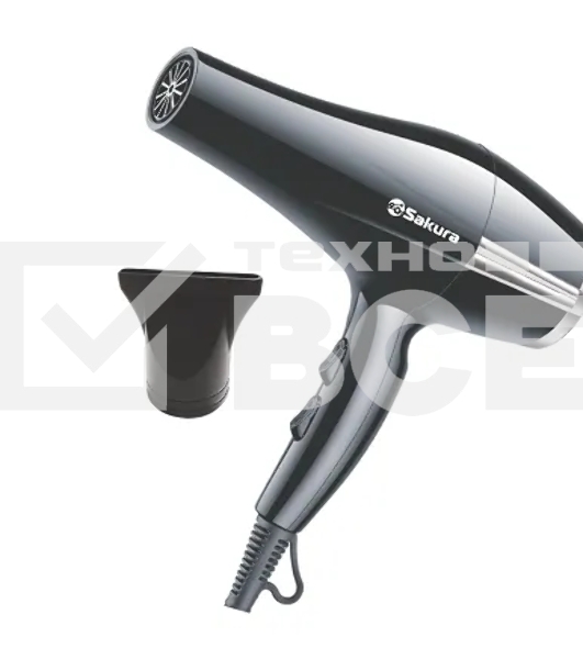 Фен SAKURA SA-4046BK черный/серебро, 1600 Вт