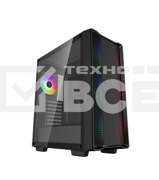 Компьютерный корпус Deepcool CC560 ARGB V2 без БП, боковое окно (закаленное стекло), 3x120мм ARGB LED вентилятор спереди и 1x120мм ARGB LED вентилятор сзади, черный, ATX