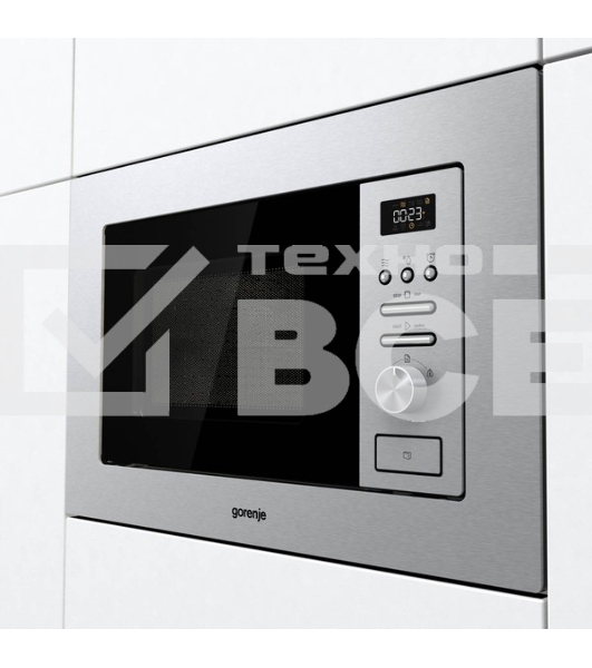 Микроволновая печь встраиваемая Gorenje BM201AG1X нержавеющая сталь, 20 л, 800 Вт, переключатели - поворотный механизм/кнопки