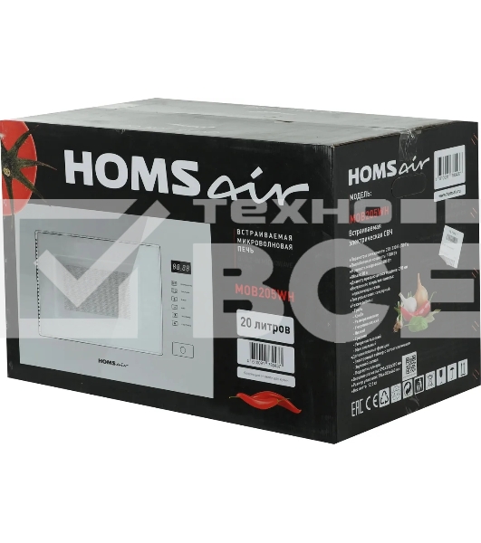 Микроволновая печь встраиваемая HOMSair MOB205WH