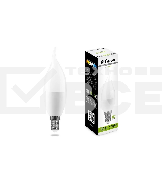 Лампа светодиодная FERON LB-770 (25940) 11W 230V E14 4000K свеча на ветру