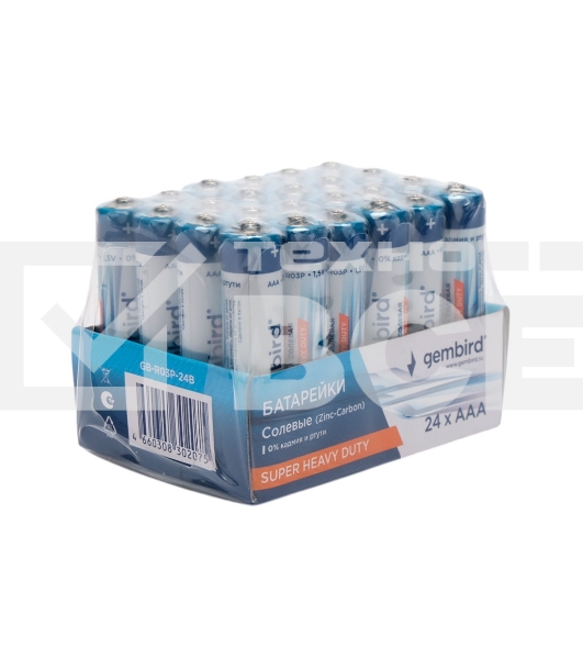 Батарейки солевые Gembird GB-R03P-24B, тип AAA, 24шт, коробка