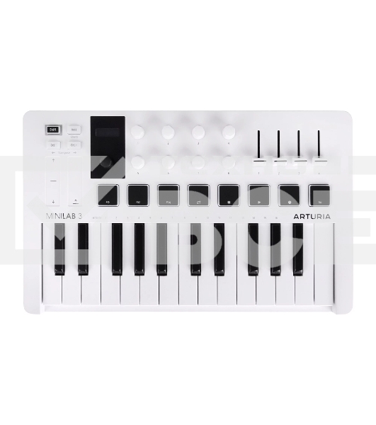 Клавиатура MIDI [231501] Arturia [MiniLAB 3] 25 клавиш, 8 энкодеров, 8 RGB пэдов, 8 фейдеров, дисплей, сенсорные регуляторы Pitch/Modulation, MIDI-выход, 1/4