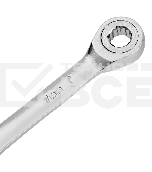 Ключ комбинированный трещоточный Denzel 7 мм, CrV, матовый хром 14701