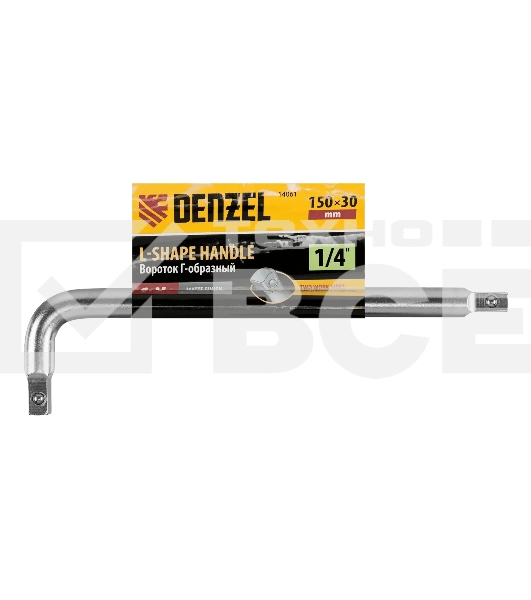 Вороток Г-образный Denzel 150x40 мм, квадрат 1/4