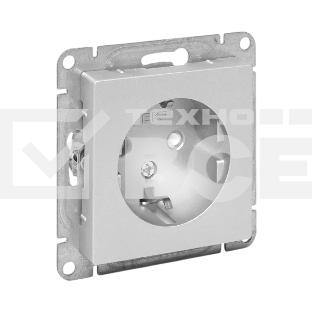 Механизм розетки EKF UP1-SOA-111 16А, с заземлением, со шторками, алюминий Эпика