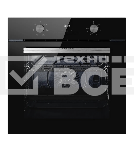 Духовой шкаф Kuppersberg HO 606 X line, High-Tech, 78 л, поворотное управление, дисплей, таймер, 6 режимов, макс. температура 310 градусов, телескопические направляющие (на 1 уровень), цвет черный, цвет фурнитуры нержавеющая сталь