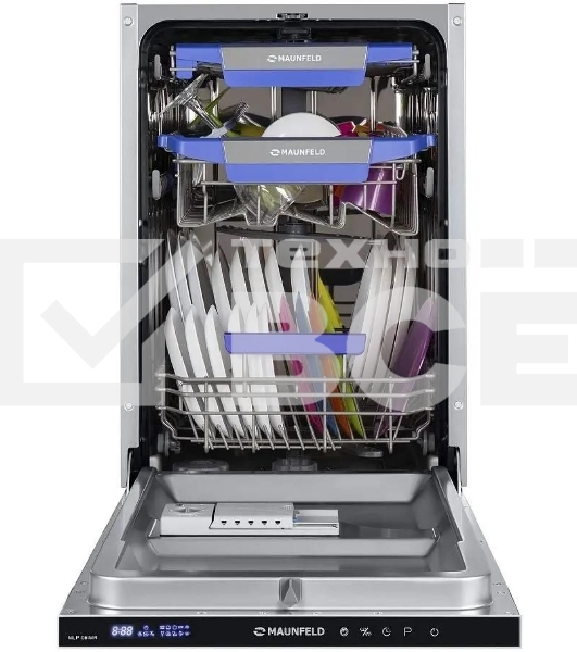 Встраиваемая посудомоечная машина Maunfeld MLP-08IMR, белый/черный, 44.5 см, 10 компл., 47 дБ, класс A++
