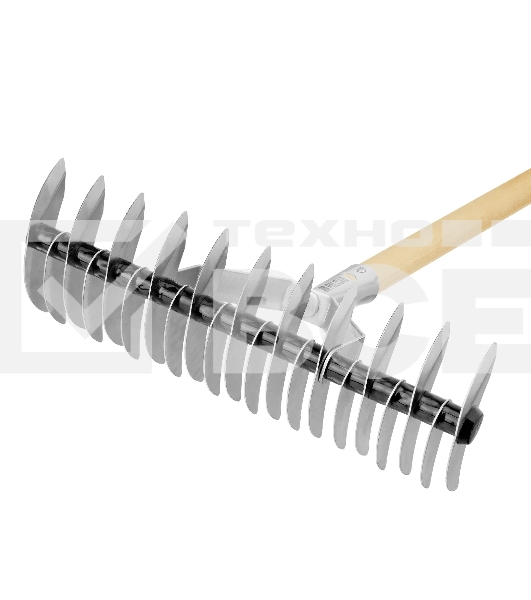 Грабли Palisad BASE двусторонние аэраторные, стальные, зубъя 11/21шт, 340 мм, деревянный черенок