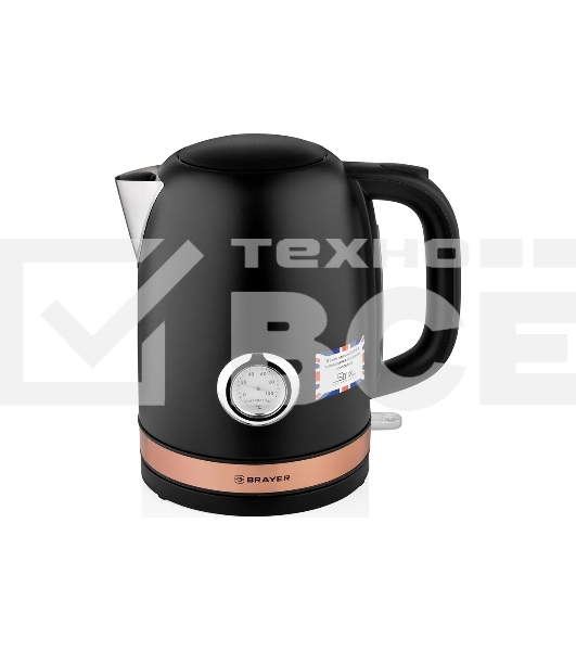 Чайник электрический BRAYER BR1005BK 2200Вт.1,7 л, STRIX, сталь окраш, термометр, черн.