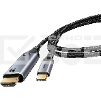 Bion Кабель USB Type-C - HDMI (M/M), 4K@60Hz, металлический корпус, 2 м, фото 1