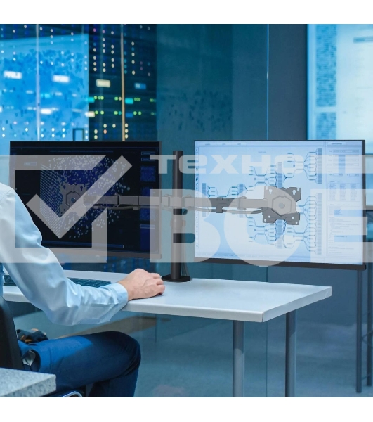 Кронштейн ONKRON D221E для двух мониторов 13'-32' настольный, черный