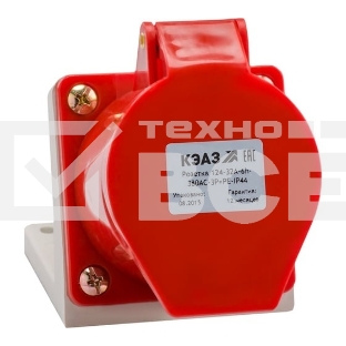 Розетка 134 63А 6h 380AC 3P+PE IP67 для монтажа на поверхность КЭАЗ 241220