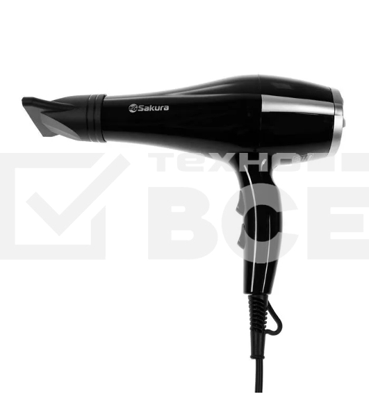Фен SAKURA SA-4046BK черный/серебро, 1600 Вт