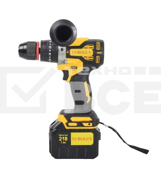 Дрель-шуруповерт Eurolux ДА-21/2Li, 20 В, 3 Ач, 55 Нм, бесщеточный