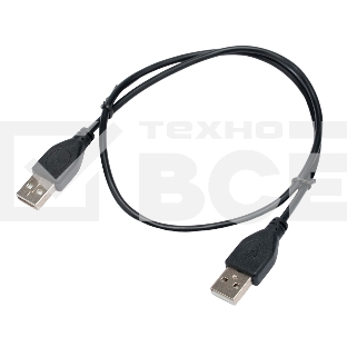 Кабель USB2.0 Cablexpert CC-USB2-AMAM-0.6M, AM/AM, экран, 28/26AWG, медь, Pro, 0.6м, черный, пакет