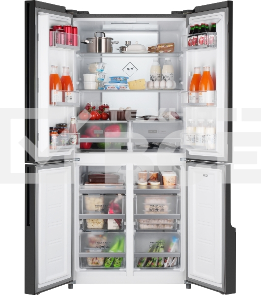 Холодильник Weissgauff WCD 450 INOX GLASS нержавеющая сталь трехкамерный side-by-side 286/141л морозилка снизу