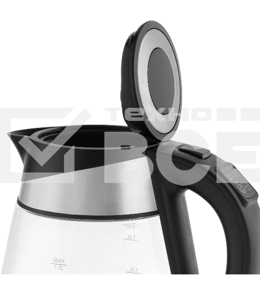 Чайник электрический Vitek VT-1177 1.7л. 2200Вт серебристый/черный корпус: стекло/металл/пластик