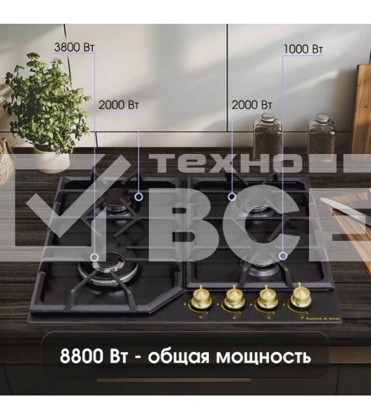 Газовая варочная панель Zigmund & Shtain G 19.6 B черный