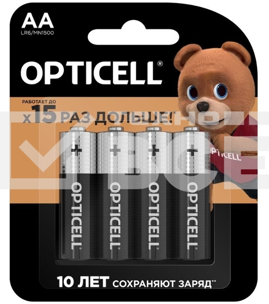 Элемент питания алкалиновый AA/LR6 (блист. 4шт) Basic Opticell 5051001