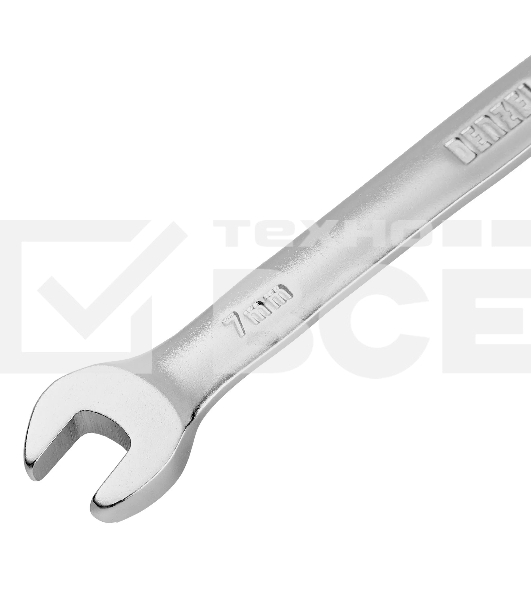 Ключ комбинированный трещоточный Denzel 7 мм, CrV, матовый хром 14701