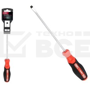 Отвертка шлицевая Deli DL3448 SL6x125мм сталь S2, матовый стержень, двухкомпонентная прорезиненная рукоять