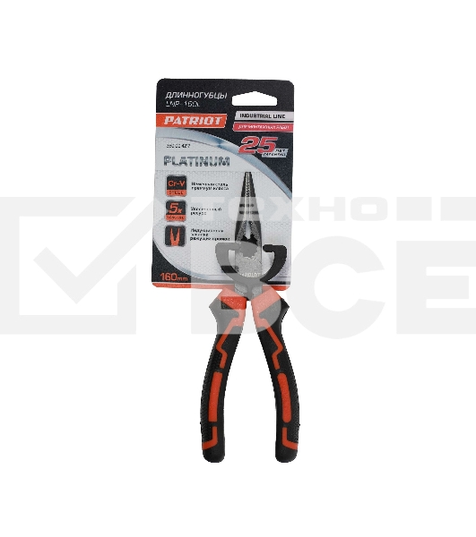 Длинногубцы PATRIOT Platinum LNP-160L усиленные, Cr-V сталь, 160 мм