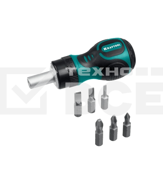 Набор KRAFTOOL 26190-H7 отвертка реверсивная с битами SL3/5/6мм PH1/2/3 7шт