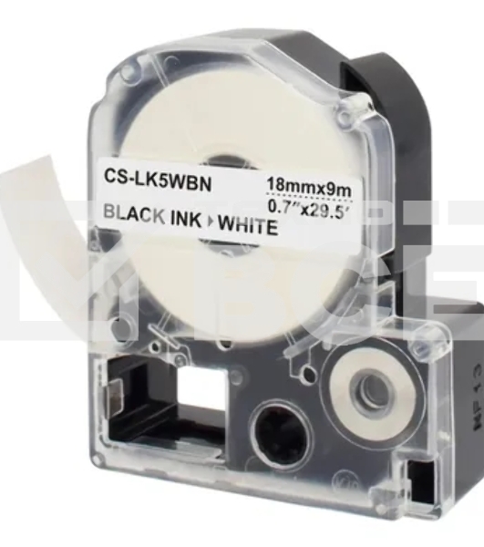 Картридж ленточный Cactus CS-LK5WBN черный шрифт, белый фон (18 мм, 9 м) для Epson LW300/LW400/LW700/LW600P/LW1000P